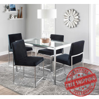 Lumisource DC-HBFUJI SSVBK2 High Back Fuji Contemporary Dining Chair in Stainless Steel and Black Velvet - Set of 2